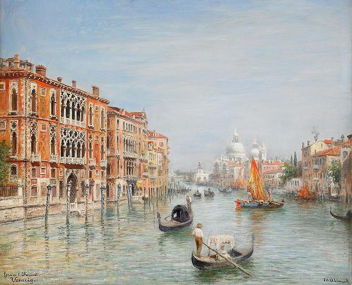 Frans Wilhelm Odelmark Canale Grande Venedig Spain oil painting art